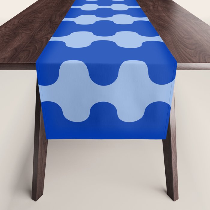 Blue Ogee A-Go-Go Retro Pop Pattern in Cobalt Sky Table Runner Gallery Image 1