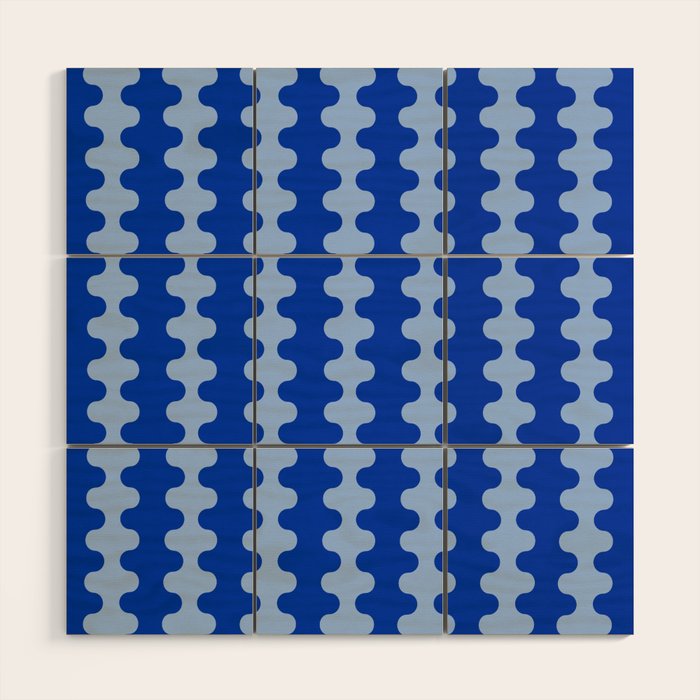 Blue Ogee A-Go-Go Retro Pop Pattern in Cobalt Sky Wood Wall Art Gallery Image 1
