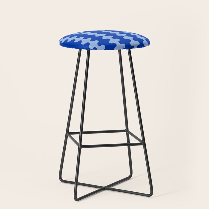 Blue Ogee A-Go-Go Retro Pop Pattern in Cobalt Sky Stool Gallery Image 1