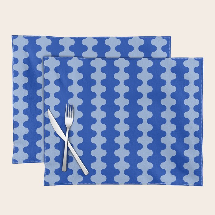 Blue Ogee A-Go-Go Retro Pop Pattern in Cobalt Sky Placemat Gallery Image 1
