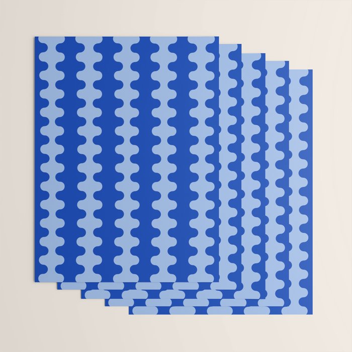 Blue Ogee A-Go-Go Retro Pop Pattern in Cobalt Sky Wrapping Paper Gallery Image 3