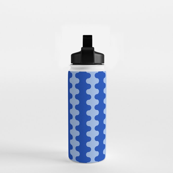 Blue Ogee A-Go-Go Retro Pop Pattern in Cobalt Sky Water Bottle Gallery Image 2