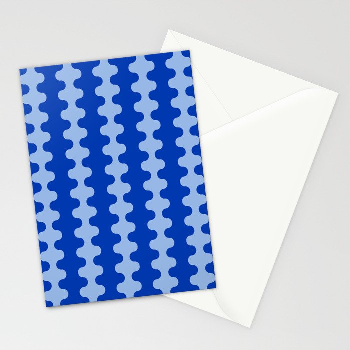 Blue Ogee A-Go-Go Retro Pop Pattern in Cobalt Sky Stationery Card Gallery Image 2