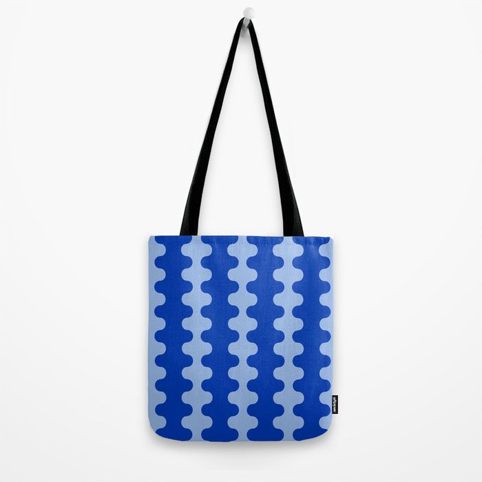 Blue Ogee A-Go-Go Retro Pop Pattern in Cobalt Sky Tote Bag Gallery Image 2