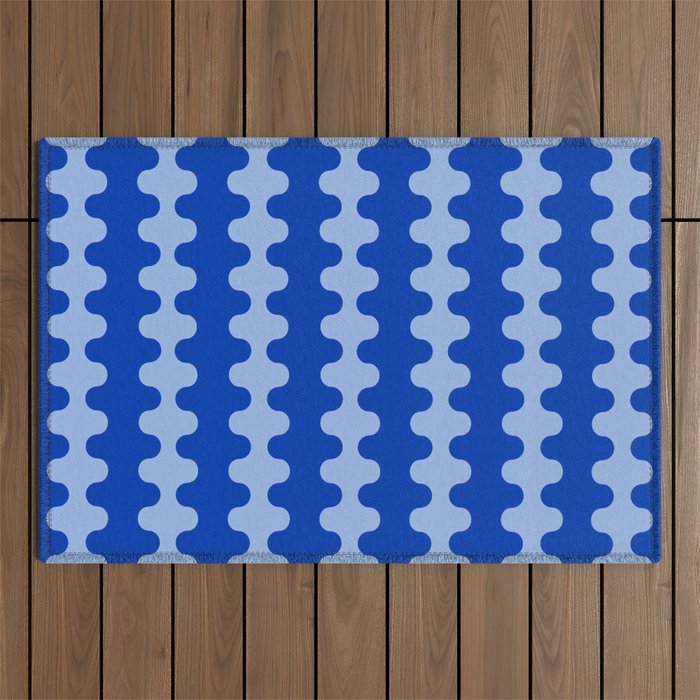 Blue Ogee A-Go-Go Retro Pop Pattern in Cobalt Sky Outdoor Rug Gallery Image 1