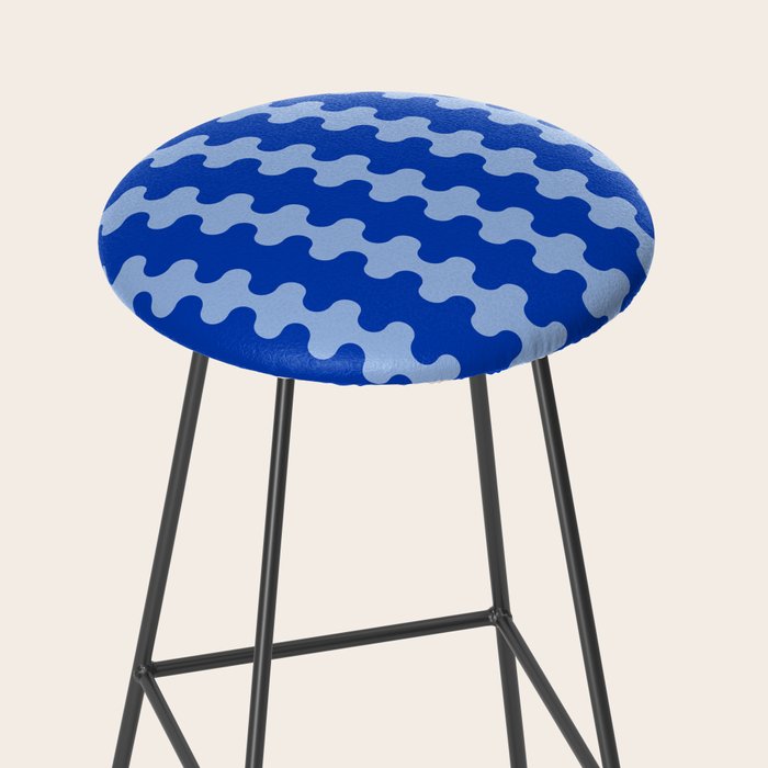 Blue Ogee A-Go-Go Retro Pop Pattern in Cobalt Sky Stool Gallery Image 2