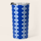Blue Ogee A-Go-Go Retro Pop Pattern in Cobalt Sky Travel Mug Gallery Image 3