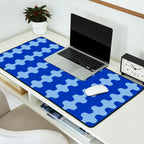 Blue Ogee A-Go-Go Retro Pop Pattern in Cobalt Sky Desk Mat Gallery Image 2
