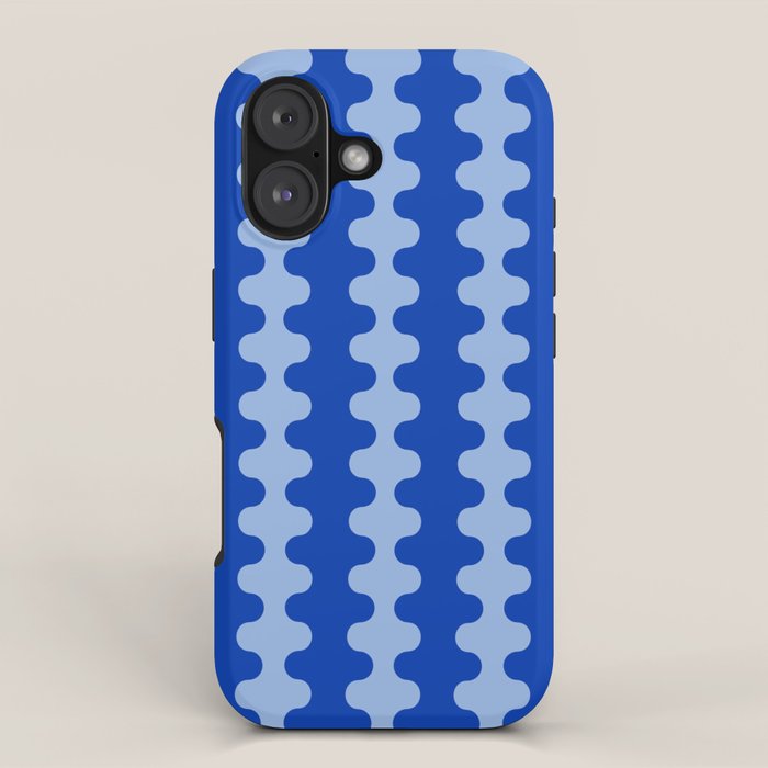 Blue Ogee A-Go-Go Retro Pop Pattern in Cobalt Sky iPhone Case Gallery Image 1