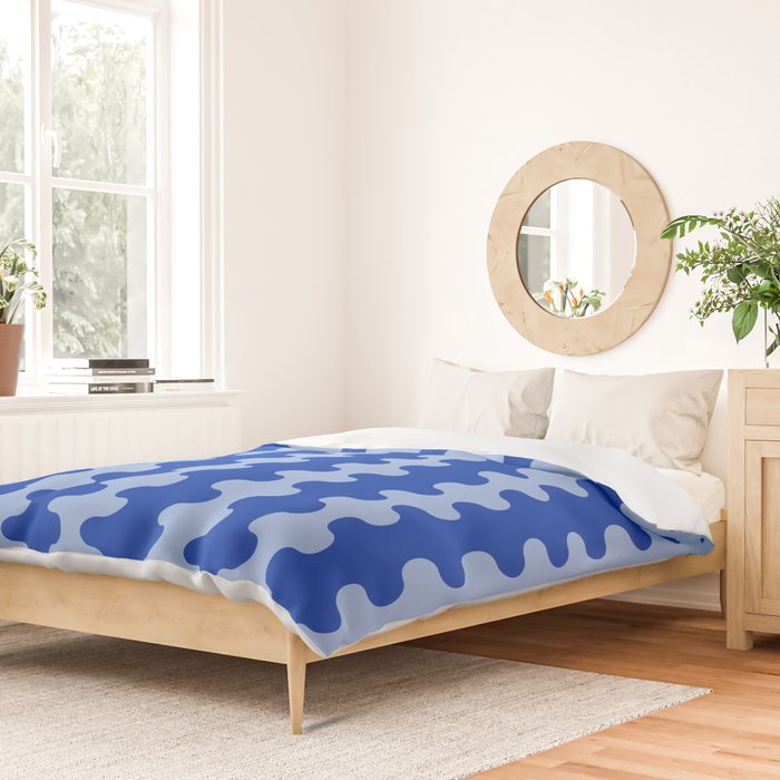 Blue Ogee A-Go-Go Retro Pop Pattern in Cobalt Sky Duvet Cover Gallery Image 2