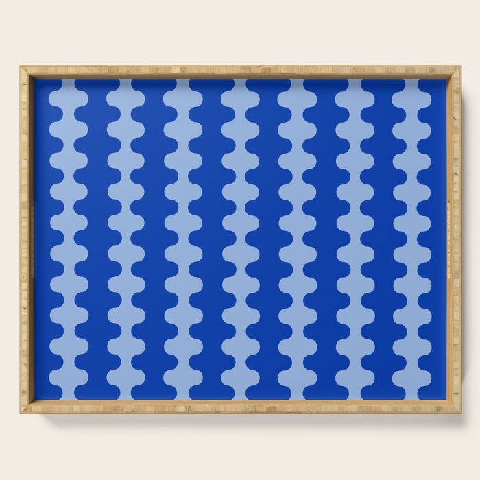 Blue Ogee A-Go-Go Retro Pop Pattern in Cobalt Sky Serving Tray Gallery Image 1