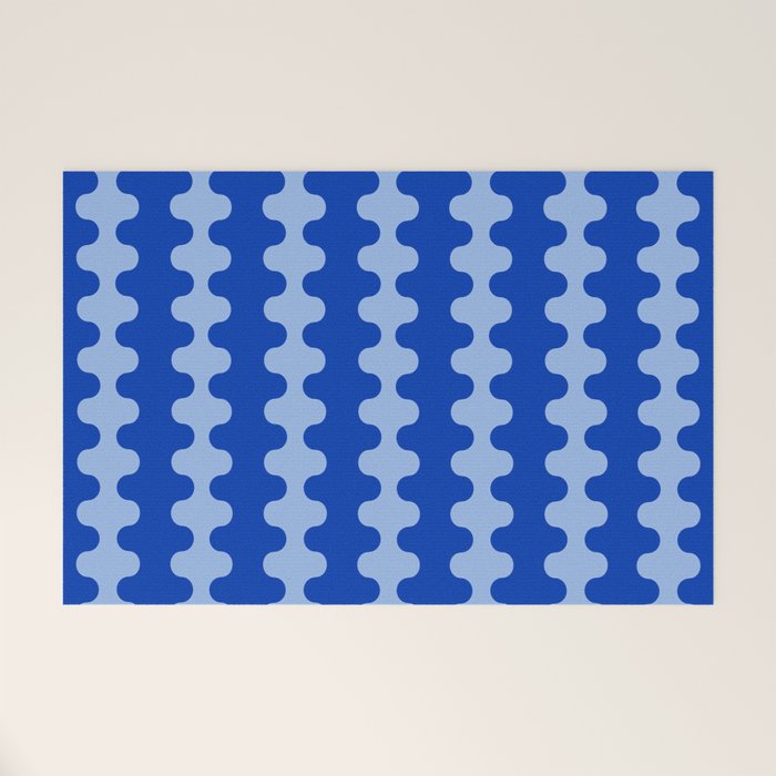 Blue Ogee A-Go-Go Retro Pop Pattern in Cobalt Sky Welcome Mat Gallery Image 1