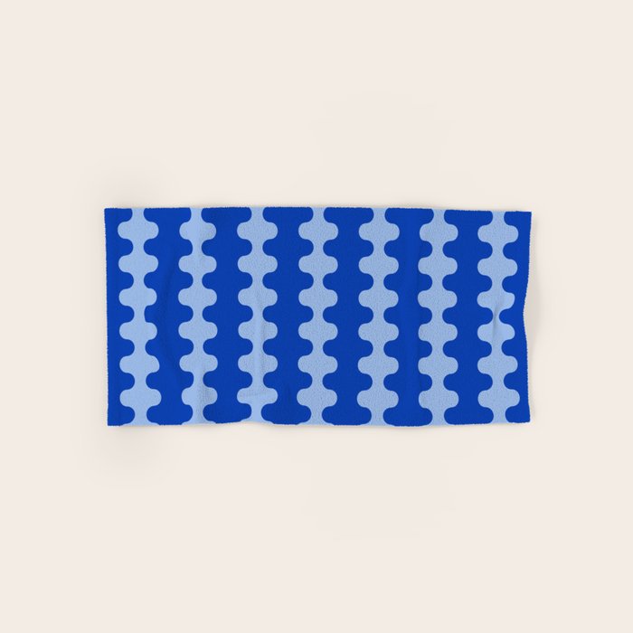 Blue Ogee A-Go-Go Retro Pop Pattern in Cobalt Sky Bath Towel Gallery Image 1