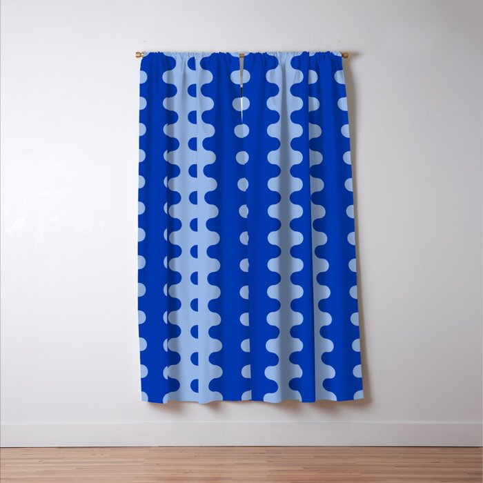 Blue Ogee A-Go-Go Retro Pop Pattern in Cobalt Sky Window Curtain Gallery Image 3