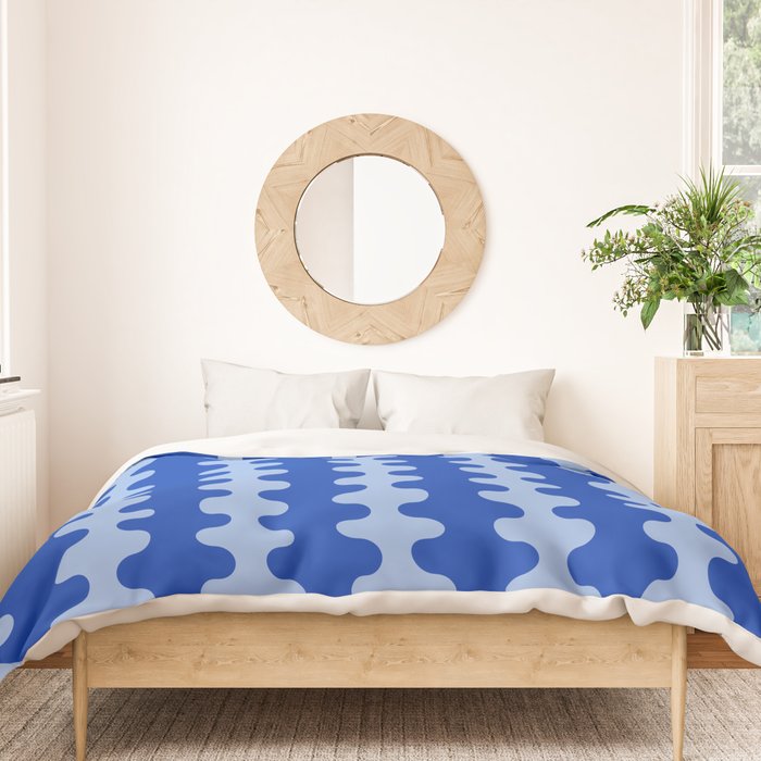 Blue Ogee A-Go-Go Retro Pop Pattern in Cobalt Sky Duvet Cover Gallery Image 3