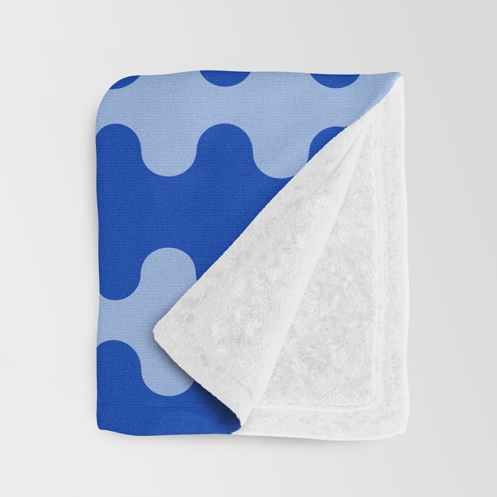Blue Ogee A-Go-Go Retro Pop Pattern in Cobalt Sky Throw Blanket Gallery Image 3