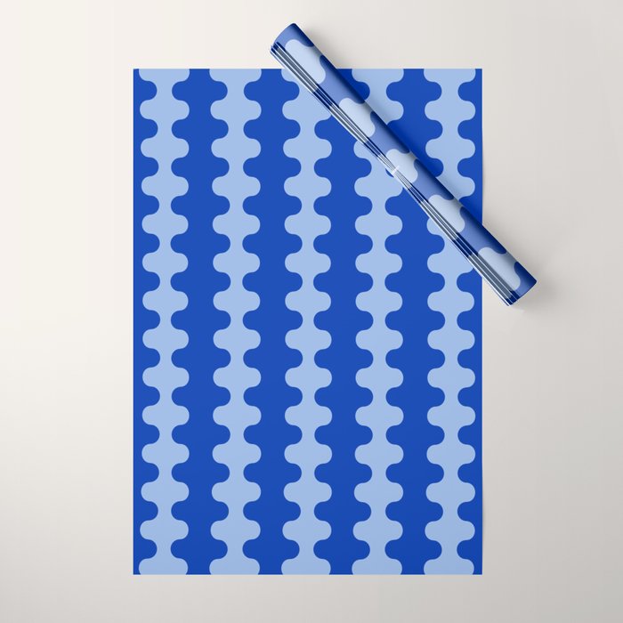 Blue Ogee A-Go-Go Retro Pop Pattern in Cobalt Sky Wrapping Paper Gallery Image 1