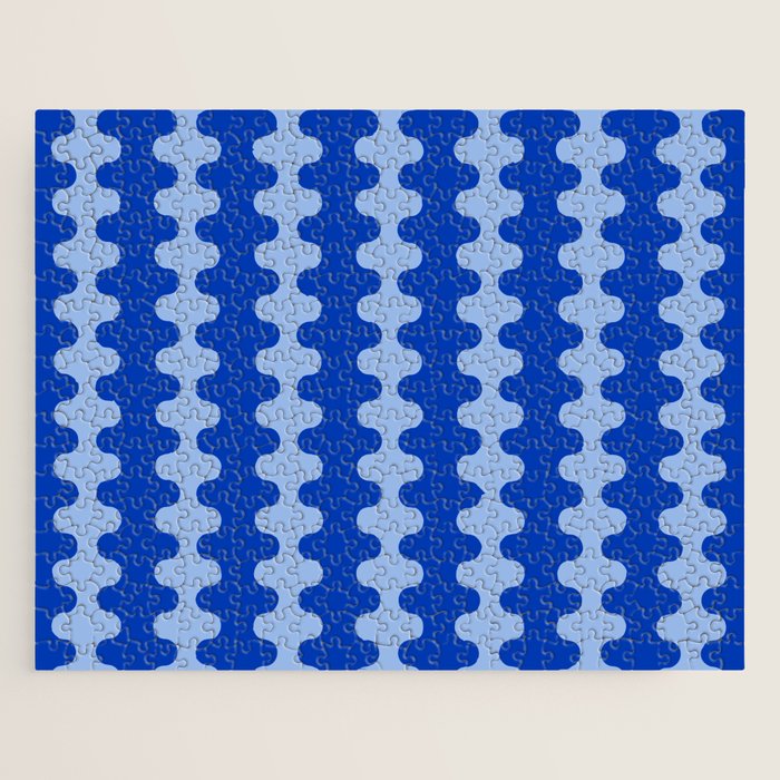 Blue Ogee A-Go-Go Retro Pop Pattern in Cobalt Sky Jigsaw Puzzle Gallery Image 1