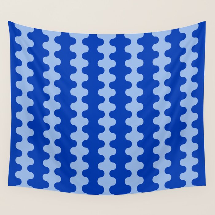 Blue Ogee A-Go-Go Retro Pop Pattern in Cobalt Sky Wall Tapestry Gallery Image 1
