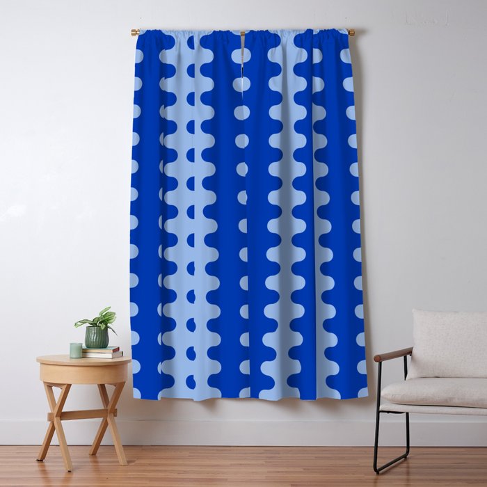 Blue Ogee A-Go-Go Retro Pop Pattern in Cobalt Sky Window Curtain Gallery Image 1