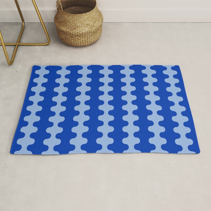 Blue Ogee A-Go-Go Retro Pop Pattern in Cobalt Sky Rug Gallery Image 1