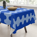 Blue Ogee A-Go-Go Retro Pop Pattern in Cobalt Sky Tablecloth Gallery Image 3