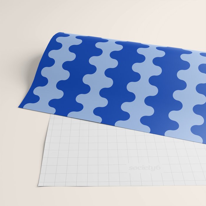 Blue Ogee A-Go-Go Retro Pop Pattern in Cobalt Sky Wrapping Paper Gallery Image 2