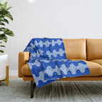 Blue Ogee A-Go-Go Retro Pop Pattern in Cobalt Sky Throw Blanket Gallery Image 1