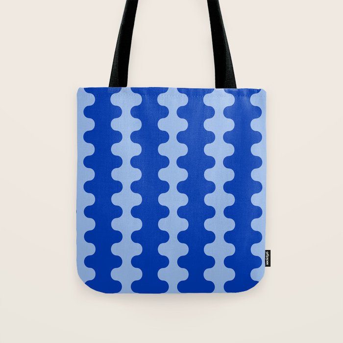 Blue Ogee A-Go-Go Retro Pop Pattern in Cobalt Sky Tote Bag Gallery Image 1