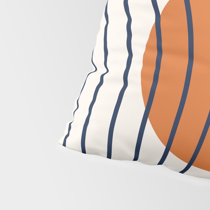 Geometric Lines in Navy Blue Orange 1 (Rainbow Abstraction) Pillow Sham Gallery Image 4