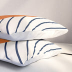 Geometric Lines in Navy Blue Orange 1 (Rainbow Abstraction) Pillow Sham Gallery Image 3