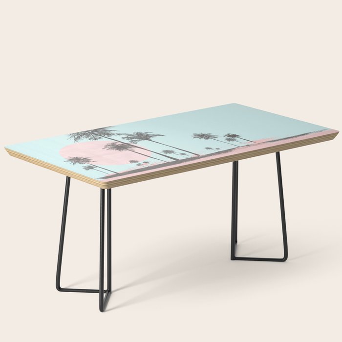 Beachfront palm tree soft pastel sunset graphic Coffee Table Gallery Image 1