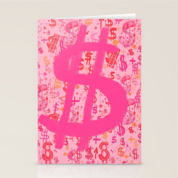 Pink Dollar Signs Stationery Card Gallery Image 2