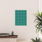 Mid Century Modern Atomic Dots and Stars Retro Pattern 2 in Mid Mod Teal Turquoise Navy Blue Beige Poster Gallery Image 2