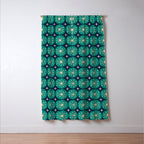 Mid Century Modern Atomic Dots and Stars Retro Pattern 2 in Mid Mod Teal Turquoise Navy Blue Beige Window Curtain Gallery Image 3