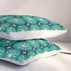 Mid Century Modern Atomic Dots and Stars Retro Pattern 2 in Mid Mod Teal Turquoise Navy Blue Beige Pillow Sham Gallery Image 3