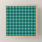 Mid Century Modern Atomic Dots and Stars Retro Pattern 2 in Mid Mod Teal Turquoise Navy Blue Beige Mini Art Print Gallery Image 1