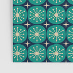 Mid Century Modern Atomic Dots and Stars Retro Pattern 2 in Mid Mod Teal Turquoise Navy Blue Beige Poster Gallery Image 3