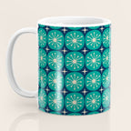 Mid Century Modern Atomic Dots and Stars Retro Pattern 2 in Mid Mod Teal Turquoise Navy Blue Beige Coffee Mug Gallery Image 3