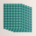 Mid Century Modern Atomic Dots and Stars Retro Pattern 2 in Mid Mod Teal Turquoise Navy Blue Beige Wrapping Paper Gallery Image 3