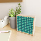Mid Century Modern Atomic Dots and Stars Retro Pattern 2 in Mid Mod Teal Turquoise Navy Blue Beige Mini Art Print Gallery Image 2