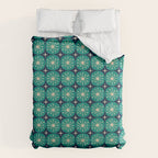 Mid Century Modern Atomic Dots and Stars Retro Pattern 2 in Mid Mod Teal Turquoise Navy Blue Beige Duvet Cover Gallery Image 6