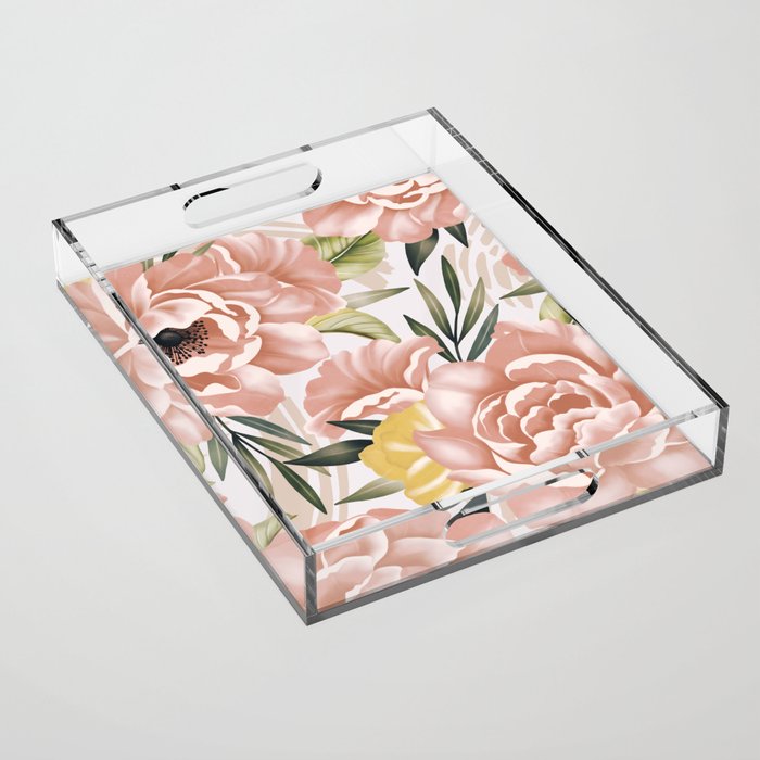 Big pink bouquet flowers S Acrylic Tray Gallery Image 1