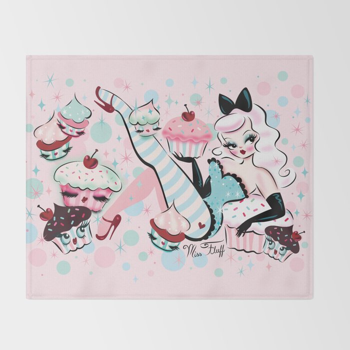 Vanilla Cupcake Pinup Doll  Throw Blanket Gallery Image 2