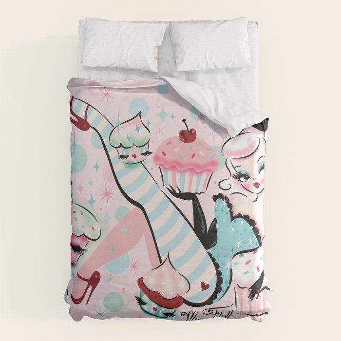 Vanilla Cupcake Pinup Doll  Duvet Cover Gallery Image 1