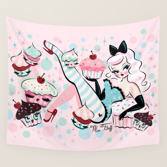 Vanilla Cupcake Pinup Doll  Wall Tapestry Gallery Image 1