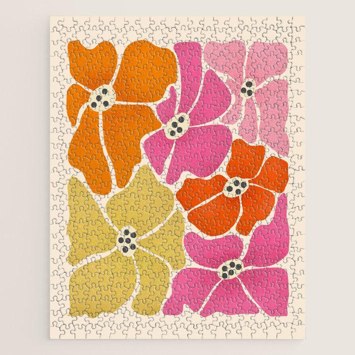 Blooming Retro Florals Jigsaw Puzzle Gallery Image 1