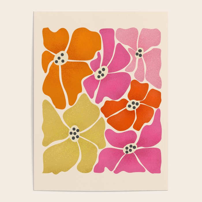 Blooming Retro Florals Poster Gallery Image 1