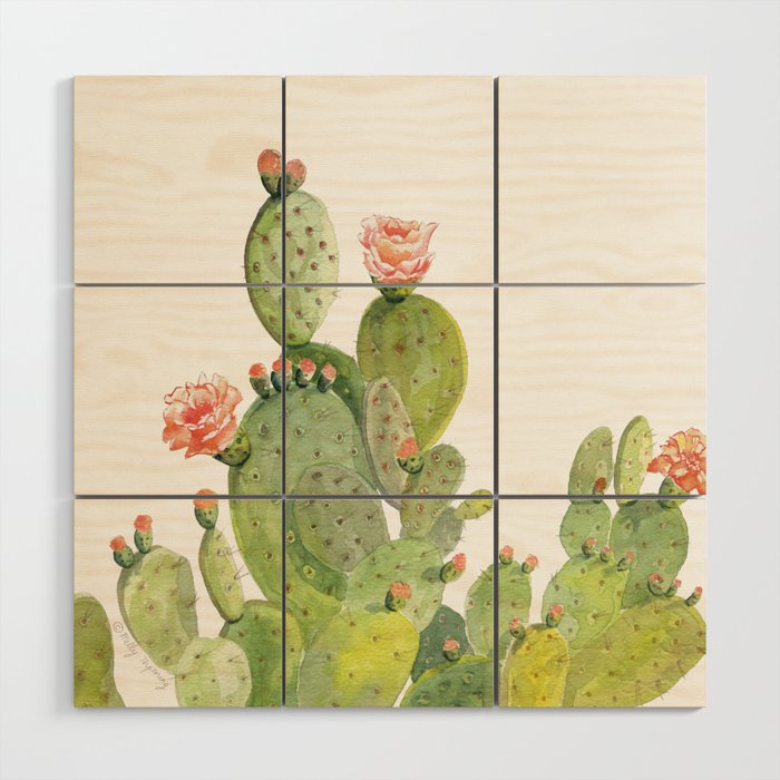 Cactus Wood Wall Art Gallery Image 1