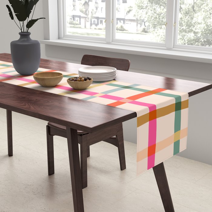 Colourful window pane checked pattern Table Runner Gallery Image 2